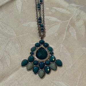 Elegant Teal Blue and Silver Necklace